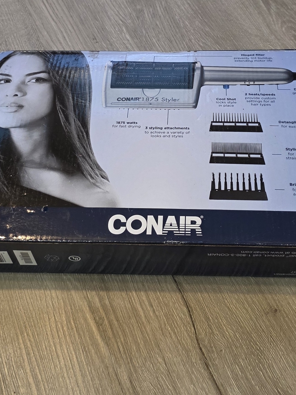 Conair 1875 Watt 3-in-1 Styling Hair Dryer with Ionic Technology - New, Open Box - Picture 3 of 4
